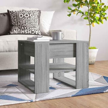 vidaXL Salontafel 55,5x55x45 cm bewerkt hout grijs sonoma, 50 tot 100 cm, Verzenden, Nieuw, 50 tot 100 cm