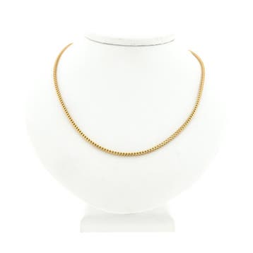 Gouden vierkante vossenstaartschakel ketting; 14 karaat;..., Ophalen of Verzenden, Gebruikt, Goud, Goud