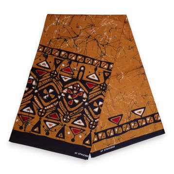 Afrikaanse print stof - Mosterd Kampala - 100% katoen - 1 ya, Ophalen of Verzenden, Nieuw