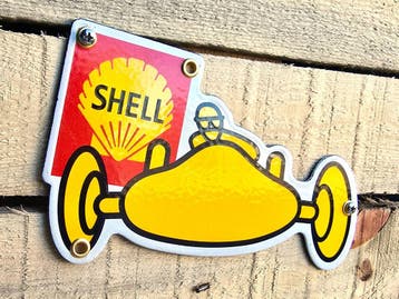 Shell formula 1 race driver emaille bord, Verzamelen, Merken en Reclamevoorwerpen, Verzenden, Nieuw