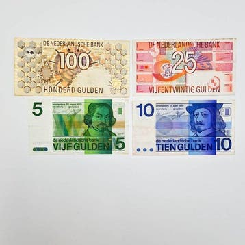 Nederland. - 5, 10, 25, 100 Gulden - Various Dates (Zonder