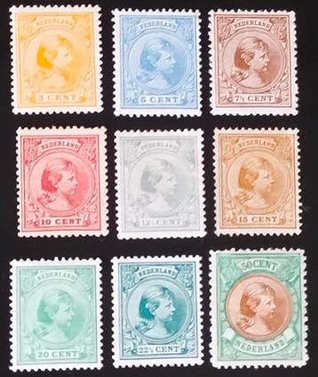 Nederland 1891/1894 - Hangend Haar Wilhelmina - Nvph 34/41, Postzegels en Munten, Gestempeld