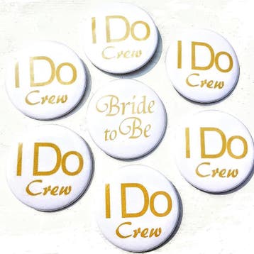 Set met 7 buttons I Do Crew wit goud en 1 button Bride to Be, Kleding | Dames, Verzenden, Wit, Sweet-One, Nieuw