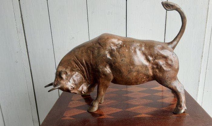 Beeldje - Stier - 40 cm - Brons, Antiek en Kunst, Curiosa en Brocante