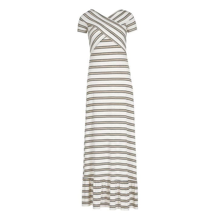 Patrizia Pepe • gestreepte maxi jurk • 36 (I), Kleding | Dames, Jurken, Wit, Nieuw, Maat 36 (S), Verzenden