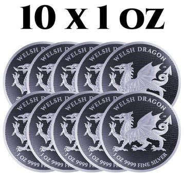 Niue. 2 Dollars 10 x 2022 1oz $2 NZD Niue Welsh Dragon