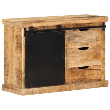vidaXL Dressoir 80x30x55 cm massief ruw mangohout, Verzenden, Nieuw, Overige houtsoorten, Minder dan 50 cm