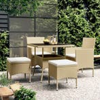 vidaXL 5-delige Loungeset poly rattan beige, Tuin en Terras, 4 zitplaatsen, Nieuw, Loungeset, Verzenden