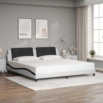 vidaXL Bedframe zonder matras Zadar kunstleer wit en zwart, Overige materialen, Verzenden, Zwart, Overige maten