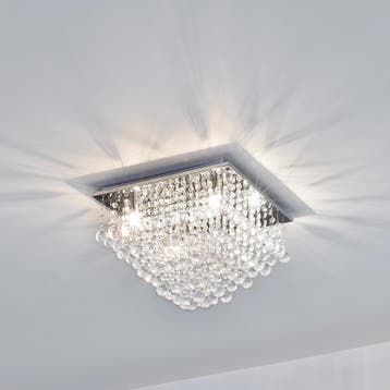 Plafondlamp Veli Prisma 28x38x38 met kristallen chroom 4xG9, Verzenden, Nieuw