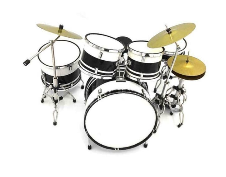 Miniatuur decoratief wart-wit drumstel, Verzamelen, Muziek, Artiesten en Beroemdheden, Overige typen, Nieuw, Ophalen of Verzenden