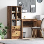 vidaXL Bureau met lade met plank met opslag 2 pcs Oudhout, Verzenden, Nieuw
