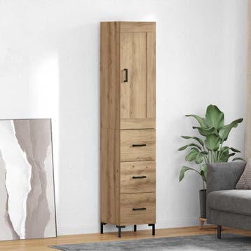vidaXL Highboard Artisan Eiken 34,5 x 34 x 180 cm Bewerkt, Minder dan 50 cm, Verzenden, Nieuw, Minder dan 100 cm