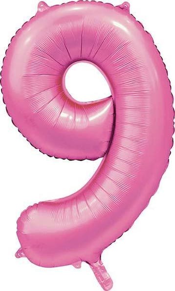 Folie Ballon Cijfer 9 Satin Roze 86 cm, Verzenden, Nieuw, Feestartikel, Verjaardag