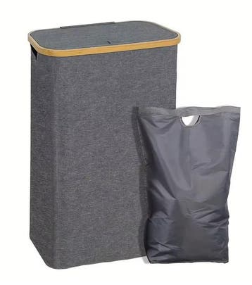 Smalle wasmand met deksel en afneembare waszak 60 L, Verzenden, Nieuw