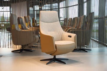 Gealux relaxfauteuil Twinz 106 Leer/Stof  3 motoren + accu, Ophalen of Verzenden, Nieuw, Leer, Design, modern