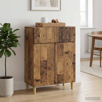 vidaXL Dressoir met lade Oud hout 66 x 34,5 x 90 cm Bewerkt, Verzenden, Nieuw, Overige houtsoorten, Minder dan 50 cm