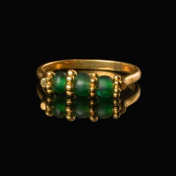 Oud-Romeins, Keizerrijk Ring met Romeinse groene glazen, Sieraden, Tassen en Uiterlijk