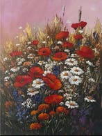 Le Van H (1972) - Pavots des Champs 80 60 cm.