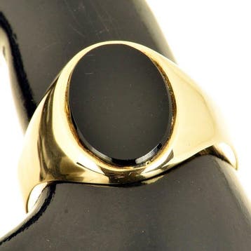Ring - 18 karaat Geel goud Onyx, Nieuw