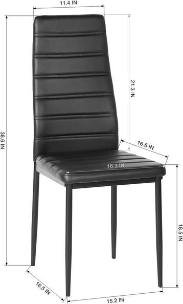 Eetkamerstoelen - Set van 4 - PVC-leer - Zwart - HOUSEINBOX, Huis en Inrichting, Stoelen, Verzenden, Zo goed als nieuw