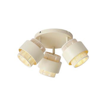 Moderne plafondspot beige met touw 3-lichts draai- en, Verzenden, Nieuw, Metaal