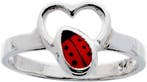 Lilly ring met hart - lieveheersbeest - zilver - rood - Maat, Verzenden, Nieuw