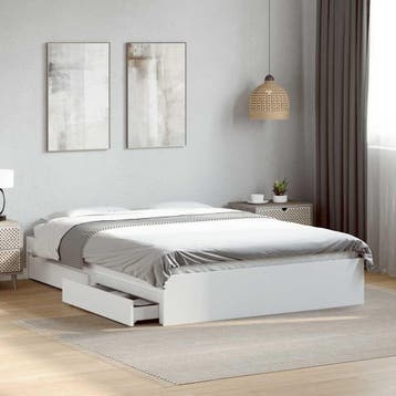 vidaXL Bedframe met lades bewerkt hout wit 120x200 cm, Huis en Inrichting, Slaapkamer | Bedden, Verzenden, Wit, Nieuw, Twijfelaar