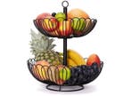 FEDEC Fruitschaal - Fruitmand metaal - 2 Laags - Zwart, Verzenden, Nieuw