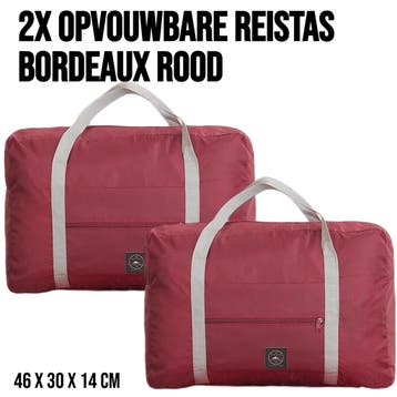 2 Stuks Opvouwbare Reistas Weekendtas - 46 x 30 x 14 cm -, Verzenden, Nieuw, Rood
