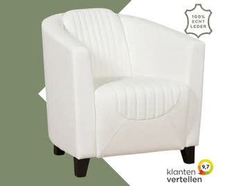 Leren fauteuil Press Special - Toledo Purewhite (wit) -, Nieuw, Ophalen of Verzenden, Eigentijds, Klassiek, Retro, Romantisch, Vintage