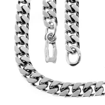 Zilveren robuuste gourmetschakel ketting, Sieraden, Tassen en Uiterlijk, Kettingen, Ophalen of Verzenden, Gebruikt, Zilver, Zilver