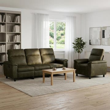 vidaXL Bankstel 2 pcs Legergroen Nep Suede Leer, Verzenden, Nieuw, 200 tot 250 cm