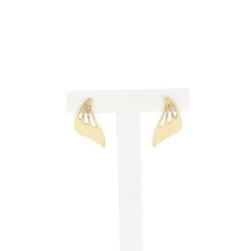 Gouden abstracte oorbellen, Sieraden, Tassen en Uiterlijk, Oorbellen, Ophalen of Verzenden, Gebruikt, Overige kleuren, Goud