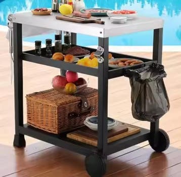 Grillwagen met RVS Blad – 3 Lagen & Wielen voor BBQ, Verzenden, Nieuw