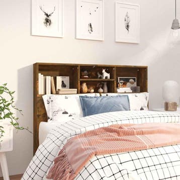 vidaXL Hoofdbordkast 120x19x103,5 cm gerookt eikenkleurig, Verzenden, Nieuw, Bruin, Hout