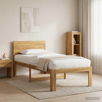 vidaXL Eenpersoonsbed met hoofdbord ROSTOCK Wit 90 x 190 cm, Huis en Inrichting, Eenpersoons, Verzenden, Wit, Nieuw