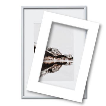 Fotolijst met passe partout 30x40cm zilver, Nieuw