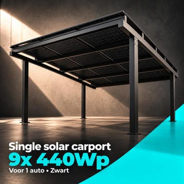Single solar carport 1 auto 9x440Wp 1 fase Zwart, Ophalen of Verzenden, Nieuw