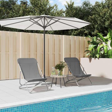 vidaXL Strandstoelen 2 st textileen en gepoedercoat staal, Verzenden, Nieuw