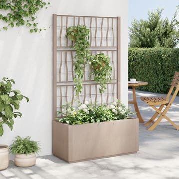 vidaXL Plantenbak met latwerk 80x36x140 cm polypropeen, Tuin en Terras, Bloembakken en Plantenbakken, Verzenden
