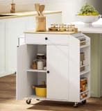 Keukeneiland met Lade en Kruidenrek – Wit op Wielen 82 cm, Huis en Inrichting, Keuken | Keukenelementen, Verzenden, Nieuw