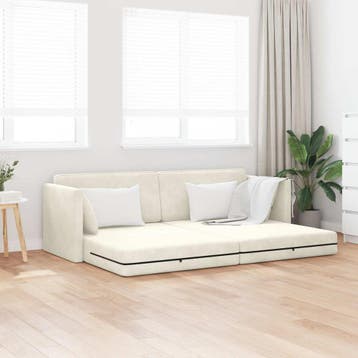vidaXL Vloerslaapbank Crème 213 x 70 x 77 cm Fluweel, Verzenden, Nieuw, Stof, Minder dan 150 cm