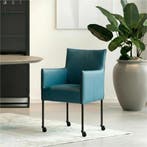 Set van 4 Leren eetkamerstoelen More - Toledo Turquoise, Huis en Inrichting, Stoelen, Ophalen of Verzenden, Nieuw, Leer