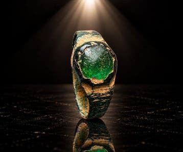 Middeleeuws Brons “Het Smaragd van Fortuin” — Prachtige ring