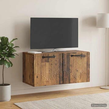 vidaXL Wandbeugel TV-kast Oud hout 59,5 x 31 x 30 cm Bewerkt, Huis en Inrichting, Kasten | Televisiemeubels, Minder dan 50 cm