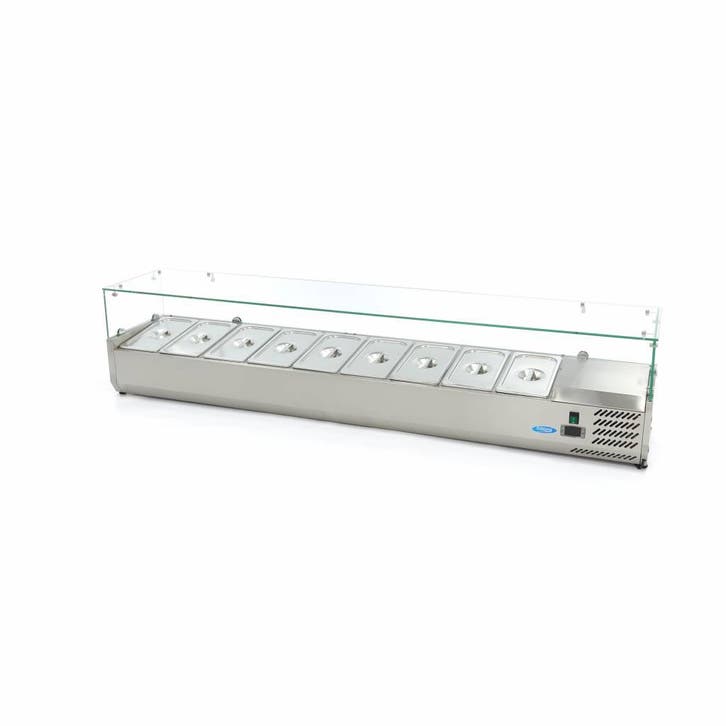 Opzetkoelvitrine - 200 cm - 9 x 1/3 GN Bakken, Zakelijke goederen, Horeca | Keukenapparatuur, Nieuw in verpakking, Koelen en Vriezen