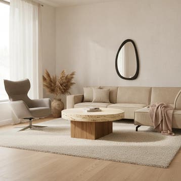 Salontafel Numa Naturel Travertijn, rond 103 cm | Starfurn, Huis en Inrichting, Ophalen of Verzenden, Nieuw