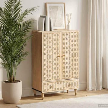 vidaXL buffetkast 60x33x100 cm massief mangohout, Verzenden, 100 tot 150 cm, Nieuw, 50 tot 100 cm