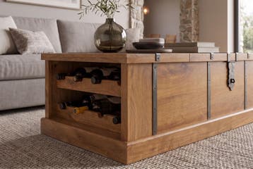 Salontafel BODEGA 100cm met wijnrek en opbergruimte, Ophalen of Verzenden, Nieuw